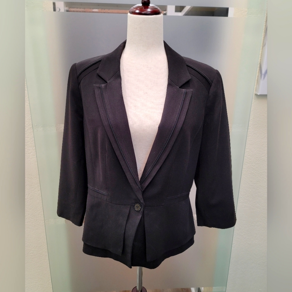 WHBM Black Peplum Blazer with 3/4 Sleeves size 14